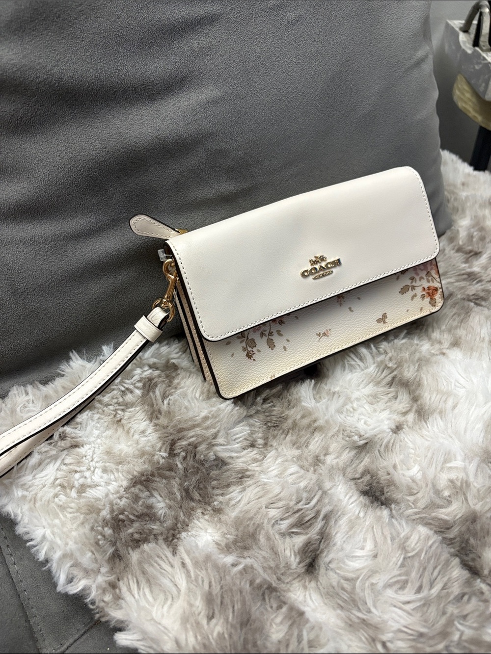 Coach Cream Floral Convertible Wristlet Crossbody